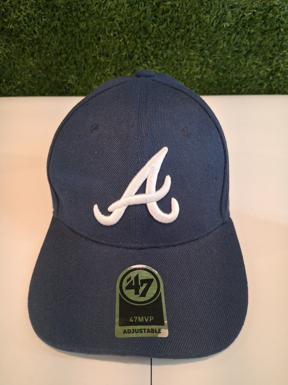 Atlanta Braves 47 Brand MVP Adjustable Hat Navy Blue MLB Baseball Snapback Cap